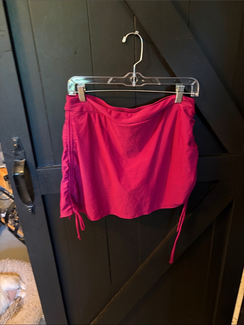 Flattering Hot Pink Swim Skirt with Side Drawstrings